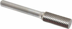 Atrax - 3/8" Cut Diam, 1/4" Shank Diam, Cylinder Head Single Cut Burr - Carbide, Flat End, 1" LOC, 2-1/4" OAL - Eagle Tool & Supply