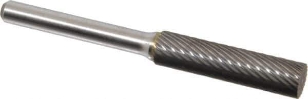 Atrax - 3/8" Cut Diam, 1/4" Shank Diam, Cylinder Head Single Cut Burr - Carbide, Flat End, 1-1/2" LOC, 1-1/2" OAL - Eagle Tool & Supply