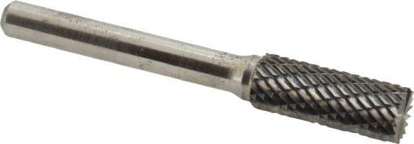 Atrax - 3/8" Cut Diam, 1/4" Shank Diam, Cylinder with End Cut Head Double Cut Burr - End Cut End, 1" LOC, 2-1/4" OAL - Eagle Tool & Supply