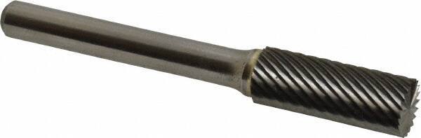 Atrax - 3/8" Cut Diam, 1/4" Shank Diam, Cylinder with End Cut Head Single Cut Burr - Carbide, End Cut End, 1" LOC, 2-1/4" OAL - Eagle Tool & Supply