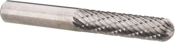 Atrax - 1/4" Cut Diam, 1/4" Shank Diam, Cylinder with Radius Head Double Cut Burr - Radius End, 1" LOC, 2" OAL - Eagle Tool & Supply