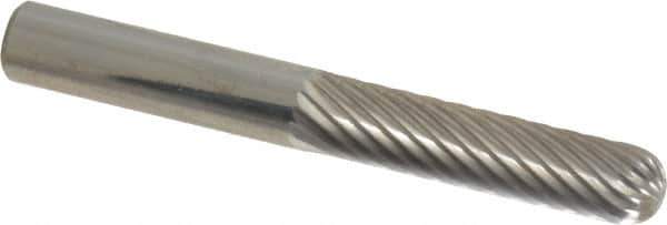 Atrax - 1/4" Cut Diam, 1/4" Shank Diam, Cylinder with Radius Head Single Cut Burr - Carbide, Radius End, 1" LOC, 2" OAL - Eagle Tool & Supply