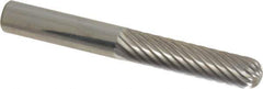 Atrax - 1/4" Cut Diam, 1/4" Shank Diam, Cylinder with Radius Head Single Cut Burr - Carbide, Radius End, 1" LOC, 2" OAL - Eagle Tool & Supply