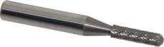 Atrax - 5/32" Cut Diam, 1/4" Shank Diam, Cylinder with Radius Head Double Cut Burr - Radius End, 5/8" LOC, 2-1/4" OAL - Eagle Tool & Supply