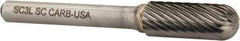 Atrax - 3/8" Cut Diam, 1/4" Shank Diam, Cylinder with Radius Head Single Cut Burr - Carbide, Radius End, 1" LOC, 2-1/4" OAL - Eagle Tool & Supply