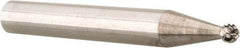 Atrax - 1/8" Cut Diam, 1/4" Shank Diam, Ball Head Double Cut Burr - 3/32" LOC, 2" OAL - Eagle Tool & Supply