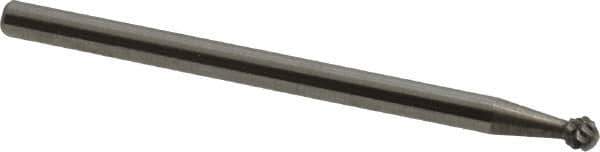Atrax - 3/32" Cut Diam, 3/32" Shank Diam, Ball Head Double Cut Burr - 3/32" LOC, 1-1/4" OAL - Eagle Tool & Supply
