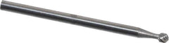 Atrax - 3/32" Cut Diam, 3/32" Shank Diam, Ball Head Single Cut Burr - Carbide, 3/32" LOC, 1-1/4" OAL - Eagle Tool & Supply