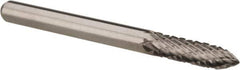 Atrax - 1/8" Cut Diam, 1/8" Shank Diam, Tree Head Double Cut Burr - Carbide, Point End, 1/2" LOC, 1-1/2" OAL - Eagle Tool & Supply