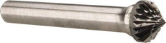 Atrax - 3/8" Cut Diam, 1/4" Shank Diam, Cone Head Double Cut Burr - 3/16" LOC, 2" OAL - Eagle Tool & Supply