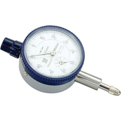 Mitutoyo - 5mm Range, 0-100 Dial Reading, 0.01mm Graduation Dial Drop Indicator - 40mm Dial, 1mm Range per Revolution, 0.01mm Accuracy, Revolution Counter - Eagle Tool & Supply
