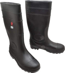 MCR Safety - Men's Size 11 Medium Width Steel Knee Boot - Black, PVC Upper, 16" High, Non-Slip, Waterproof - Eagle Tool & Supply