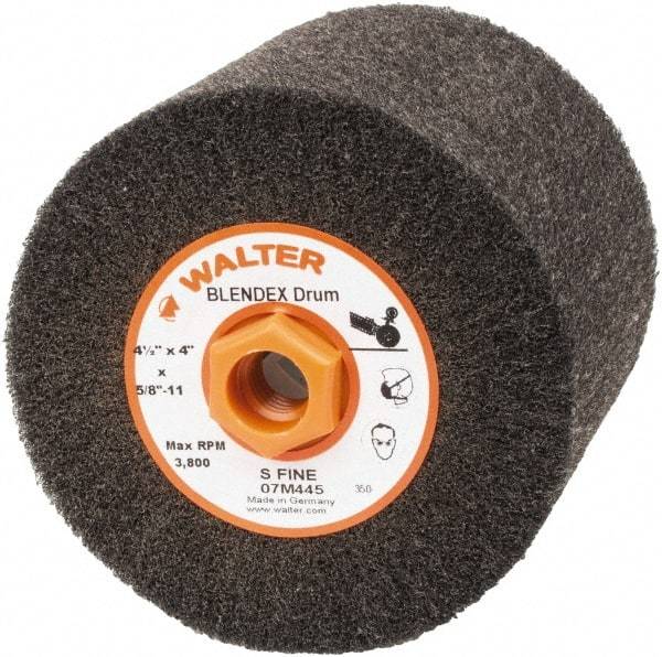 WALTER Surface Technologies - 4-1/2" Diam Aluminum Oxide Unmounted Flap Wheel - 5/8" Hole, 5/8-11 Thread, 4" Wide, Nonwoven, Very Fine Grade, 3,800 Max RPM - Eagle Tool & Supply