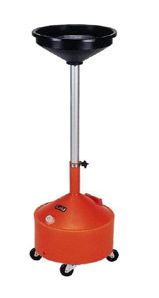 Made in USA - 8 Gal Oil Drain Container with Casters - Orange - Eagle Tool & Supply