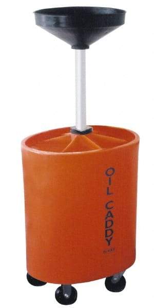 Made in USA - 30 Gal Oil Lift Drain Container with Casters - Orange, Drain Tub - Eagle Tool & Supply