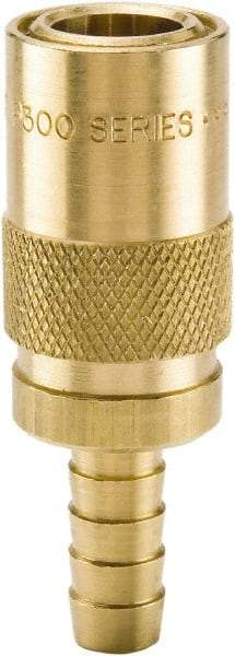 Parker - Nonthreaded Brass Hydraulic Hose Hose Barb Coupler & Straight Fitting - 200 psi, 12 GPM, 3/4" Hose Diam, Series Moldmate - Eagle Tool & Supply