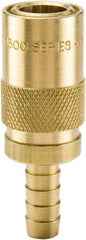 Parker - Nonthreaded Brass Hydraulic Hose Hose Barb Coupler & Straight Fitting - 200 psi, 12 GPM, 3/4" Hose Diam, Series Moldmate - Eagle Tool & Supply