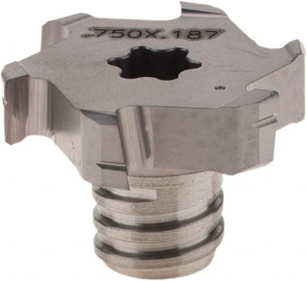 Iscar - MM TS Grade IC328 Carbide T-Slot Milling Tip Insert - TiCN Finish, 6 Flutes, 3/4" Cutting Diam, 0.12" Depth of Cut, 0.016" Cnr Rad - Eagle Tool & Supply