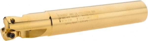 Iscar - 1-1/4" Cut Diam, 0.63" Max Depth of Cut, 1-1/4" Shank Diam, 8" OAL, Indexable Square Shoulder End Mill - Cylindrical Shank, 90° Lead Angle, Through Coolant, Series Helialu - Eagle Tool & Supply