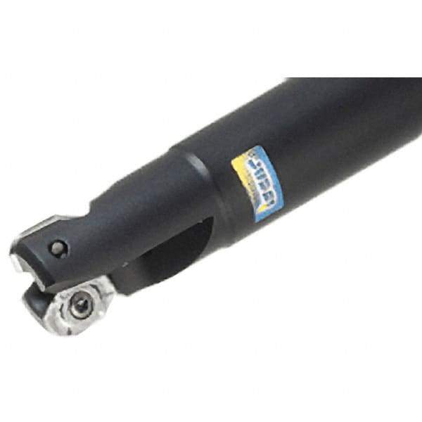 Iscar - 1-1/4" Cut Diam, 0.63" Max Depth of Cut, 1-1/4" Shank Diam, 8" OAL, Indexable Square Shoulder End Mill - Cylindrical Shank, 90° Lead Angle, Through Coolant, Series Helialu - Eagle Tool & Supply