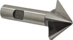 Made in USA - 45° Taper Angle per Side, 1/8" Small End Diam, 3/4" LOC, High Speed Steel 4 Flute Tapered Square End Mill - 3" OAL, 5/8" Shank Diam, Spiral Flute - Eagle Tool & Supply