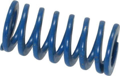 Associated Spring Raymond - 1/2" Hole Diam, 9/32" Rod Diam, 1" Free Length, Blue Die Spring - 55 Lb Max Deflection, 0.5" Max Deflection, Medium Duty, Chromium Alloy Steel - Eagle Tool & Supply