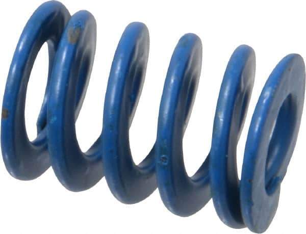 Associated Spring Raymond - 3/4" Hole Diam, 3/8" Rod Diam, 1" Free Length, Blue Die Spring - 156 Lb Max Deflection, 0.5" Max Deflection, Medium Duty, Chromium Alloy Steel - Eagle Tool & Supply