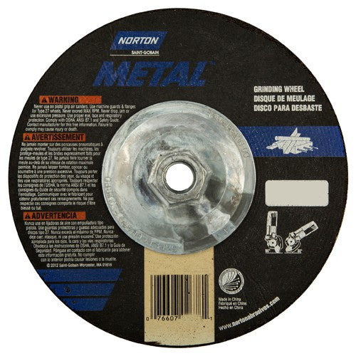 ‎7″ × 1/8″ × 5/8″-11 Norton Metal Non-Woven Depressed Center Wheel Type 27 Aluminum Oxide - Eagle Tool & Supply