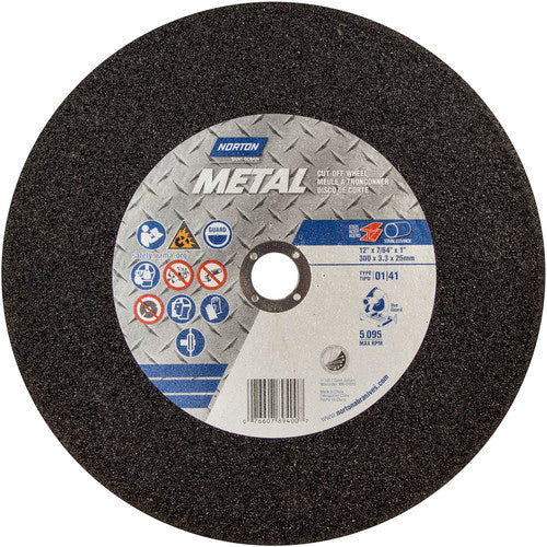 12″ × 7/64″ × 1″ Metal Chopsaw Cut-Off Wheel Type 01 Straight 36 Grit Aluminum Oxide - Eagle Tool & Supply