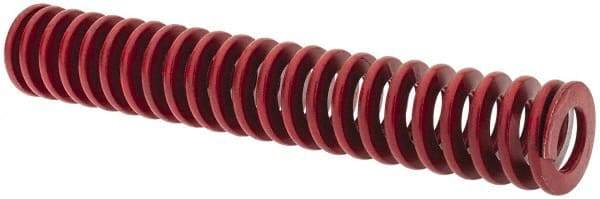 Associated Spring Raymond - 1" Hole Diam, 1/2" Rod Diam, 6" Free Length, Red Die Spring - 266.4 Lb Max Deflection, 2.22" Max Deflection, Medium Heavy Duty, Chromium Alloy Steel - Eagle Tool & Supply