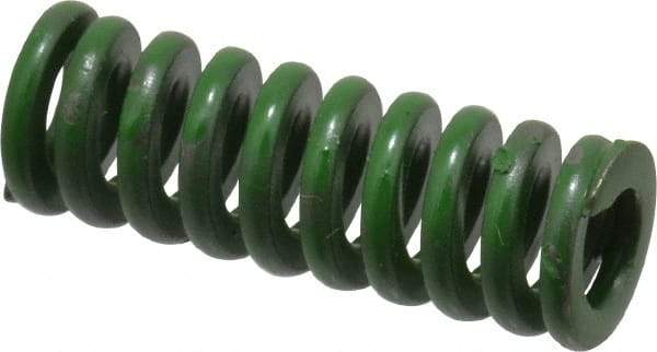 Associated Spring Raymond - 3/8" Hole Diam, 3/16" Rod Diam, 1" Free Length, Green Die Spring - 55 Lb Max Deflection, 0.25" Max Deflection, Extra Heavy Duty, Chromium Alloy Steel - Eagle Tool & Supply