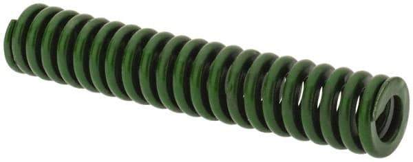 Associated Spring Raymond - 3/8" Hole Diam, 3/16" Rod Diam, 2" Free Length, Green Die Spring - 45 Lb Max Deflection, 0.5" Max Deflection, Extra Heavy Duty, Chromium Alloy Steel - Eagle Tool & Supply