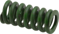 Associated Spring Raymond - 1/2" Hole Diam, 9/32" Rod Diam, 1" Free Length, Green Die Spring - 80 Lb Max Deflection, 0.25" Max Deflection, Extra Heavy Duty, Chromium Alloy Steel - Eagle Tool & Supply