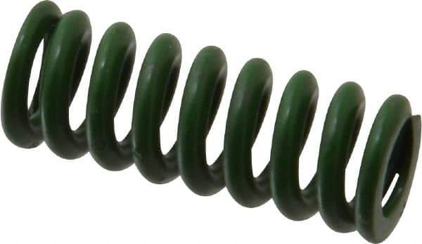 Associated Spring Raymond - 1/2" Hole Diam, 9/32" Rod Diam, 1-1/4" Free Length, Green Die Spring - 75 Lb Max Deflection, 0.31" Max Deflection, Extra Heavy Duty, Chromium Alloy Steel - Eagle Tool & Supply