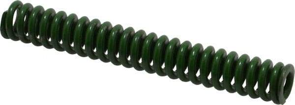 Associated Spring Raymond - 1/2" Hole Diam, 9/32" Rod Diam, 3-1/2" Free Length, Green Die Spring - 70 Lb Max Deflection, 0.88" Max Deflection, Extra Heavy Duty, Chromium Alloy Steel - Eagle Tool & Supply