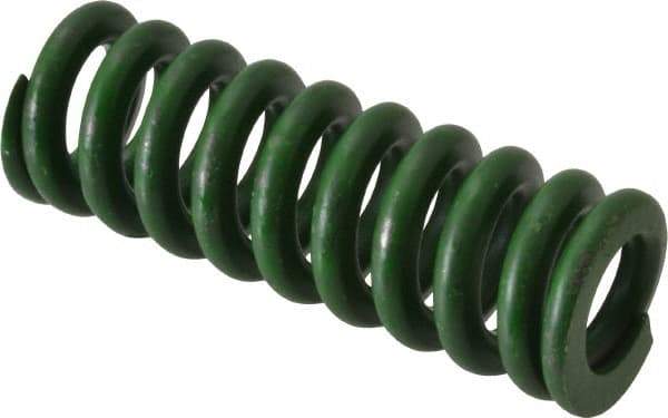 Associated Spring Raymond - 5/8" Hole Diam, 11/32" Rod Diam, 1-3/4" Free Length, Green Die Spring - 140 Lb Max Deflection, 0.44" Max Deflection, Extra Heavy Duty, Chromium Alloy Steel - Eagle Tool & Supply