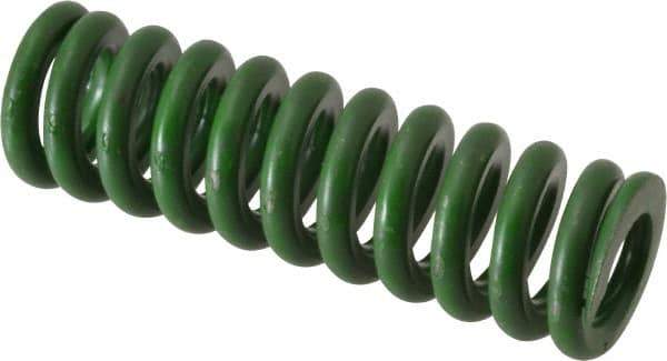 Associated Spring Raymond - 5/8" Hole Diam, 11/32" Rod Diam, 2" Free Length, Green Die Spring - 145 Lb Max Deflection, 0.5" Max Deflection, Extra Heavy Duty, Chromium Alloy Steel - Eagle Tool & Supply