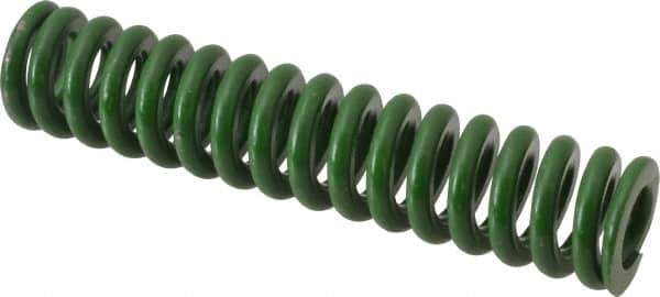 Associated Spring Raymond - 5/8" Hole Diam, 11/32" Rod Diam, 3" Free Length, Green Die Spring - 142.5 Lb Max Deflection, 0.75" Max Deflection, Extra Heavy Duty, Chromium Alloy Steel - Eagle Tool & Supply