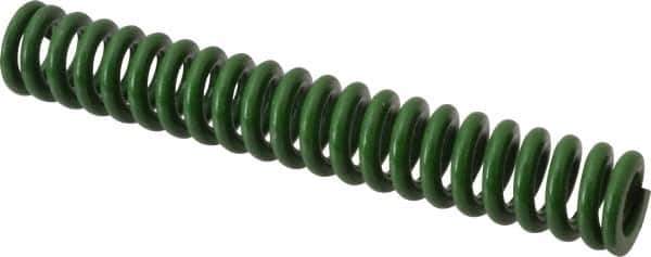 Associated Spring Raymond - 5/8" Hole Diam, 11/32" Rod Diam, 4" Free Length, Green Die Spring - 135 Lb Max Deflection, 1" Max Deflection, Extra Heavy Duty, Chromium Alloy Steel - Eagle Tool & Supply