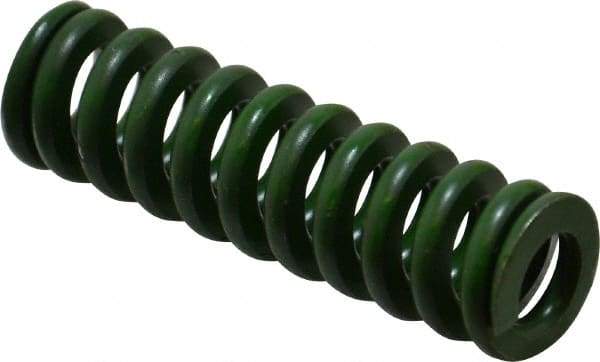 Associated Spring Raymond - 3/4" Hole Diam, 3/8" Rod Diam, 2-1/2" Free Length, Green Die Spring - 312.5 Lb Max Deflection, 0.63" Max Deflection, Extra Heavy Duty, Chromium Alloy Steel - Eagle Tool & Supply