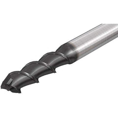 Iscar - 4mm, 11mm LOC, 4mm Shank Diam, 50mm OAL, 2 Flute, Solid Carbide Square End Mill - Single End, Uncoated, Spiral Flute, 55° Helix, Right Hand Cut, Right Hand Flute - Eagle Tool & Supply
