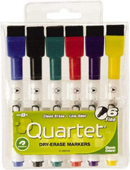 Quartet - Low-Odor ReWritables Fine Point, Classic, 6 Set Dry Erase Markers - For Use with Dry Erase Marker Boards - Eagle Tool & Supply
