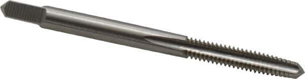 Hertel - #8-32 UNC 4 Flute Bright Finish High Speed Steel Straight Flute Standard Hand Tap - Taper, Right Hand Thread, 2-1/8" OAL, 3/4" Thread Length, H1 Limit, Oversize - Eagle Tool & Supply