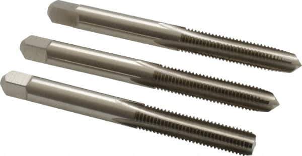 Hertel - 1/4-28 UNF, 4 Flute, Bottoming, Plug & Taper, Bright Finish, High Speed Steel Tap Set - 2-1/2" OAL, 2B/3B Class of Fit - Eagle Tool & Supply