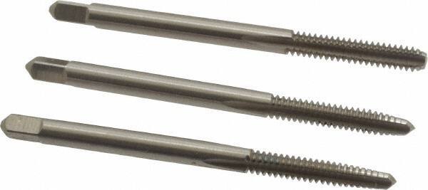 Hertel - #6-32 UNC, 3 Flute, Bottoming, Plug & Taper, Bright Finish, High Speed Steel Tap Set - 2" OAL, 2B/3B Class of Fit - Exact Industrial Supply