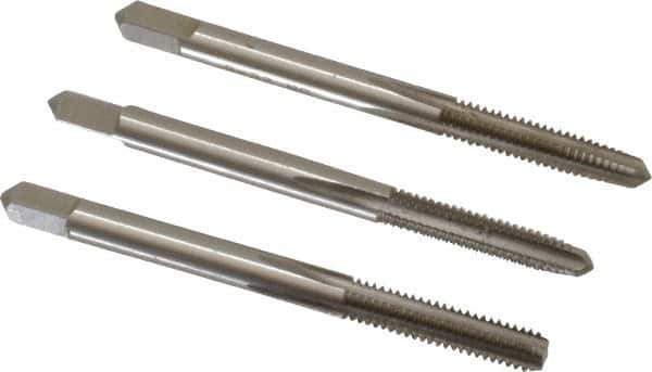 Hertel - #8-32 UNC, 4 Flute, Bottoming, Plug & Taper, Bright Finish, High Speed Steel Tap Set - 2-1/8" OAL, 2B/3B Class of Fit - Eagle Tool & Supply