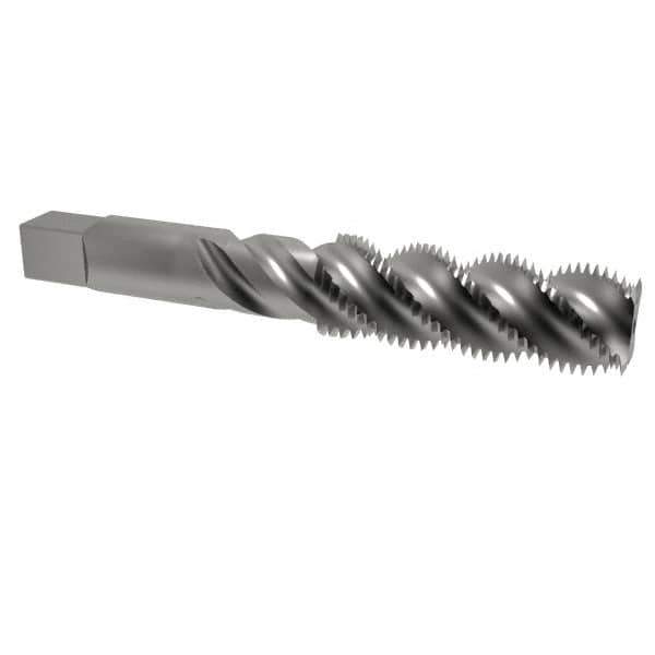 Hertel - 3/4-16 UNF 4 Flute 3B Bottoming Spiral Flute Tap - High Speed Steel, Bright Finish, 4-1/4" OAL, Right Hand Flute, Right Hand Thread, H3 - Eagle Tool & Supply