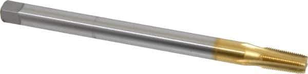 Hertel - 1/8-27 NPT, 4 Flute, Plug Chamfer, TiN Finish, High Speed Steel, Extension Pipe Tap - 6" OAL, 7/16" Shank Diam, 3/4" Thread Length - Exact Industrial Supply