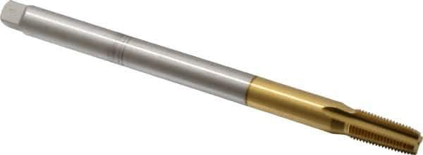 Hertel - 1/4-18 NPT, 4 Flute, Plug Chamfer, TiN Finish, High Speed Steel, Extension Pipe Tap - 8" OAL, 9/16" Shank Diam, 1-1/16" Thread Length - Eagle Tool & Supply