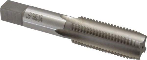 Hertel - 3/4-10 UNC, H3, 4 Flute, Plug Chamfer, Bright Finish, High Speed Steel Hand STI Tap - 4-11/16" OAL, 2-7/32" Thread Length - Eagle Tool & Supply
